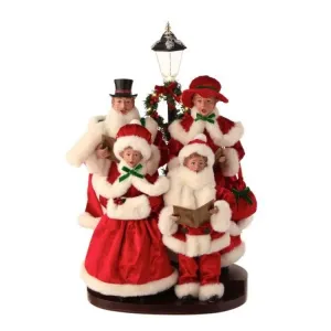 24" Caroling Family With Lamp