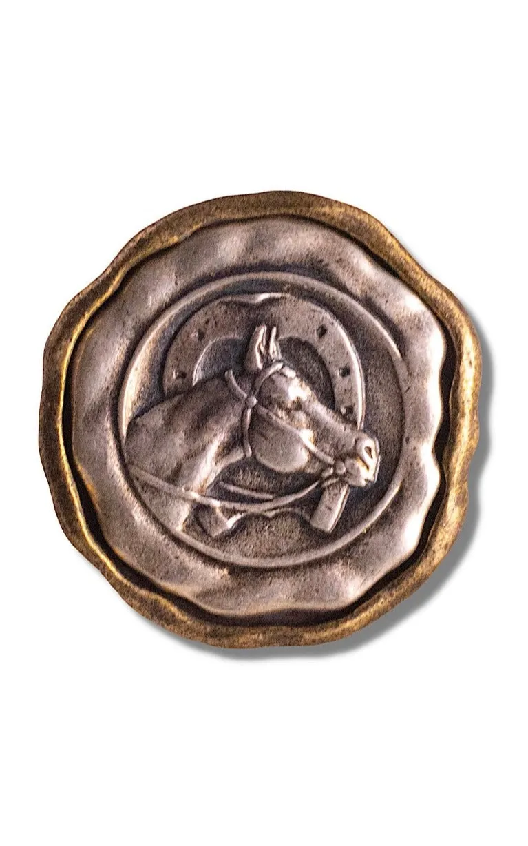 Bella Rose Exclusive Cowgirl Kim Lucky Horse Brass Medal Ring - Silver or Brass