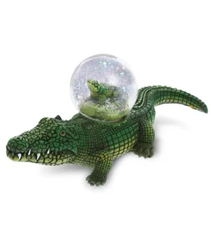 CoTa Global Animal Glitter Snow Globe Glass Collectibles, Cool Land & Ocean Decor Wildlife Figurines Snow Globes Centerpiece, Nautical Water Globes for Home Decor & Shelf Decorations 45mm - Alligator