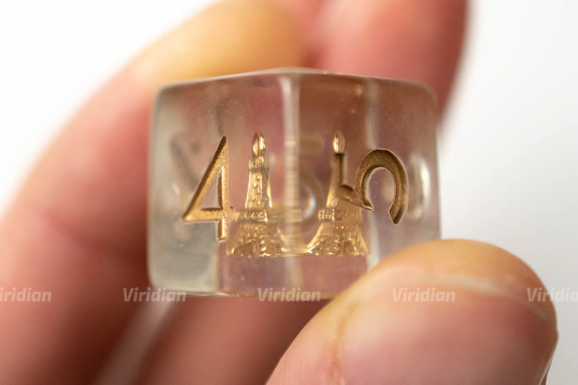 Eiffel Tower | Metal Charm Inside Clear Resin Dice Set (7) | Dungeons and Dragons (DnD)