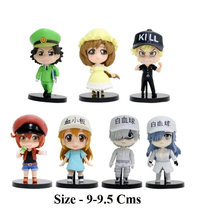 Hataraka Saibou - Cells At Work | Set Of 7 Anime Action Figures | 10 Cm |